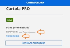 Renovação Cartola PRO